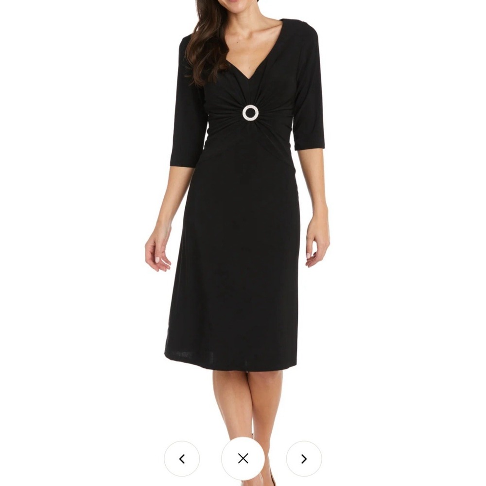 NWT R&M Richards Wmns Midi Cocktail Dress With Circular Rhinestone Detail‎ Sz 18
